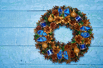 Image showing Christmas wreath top view