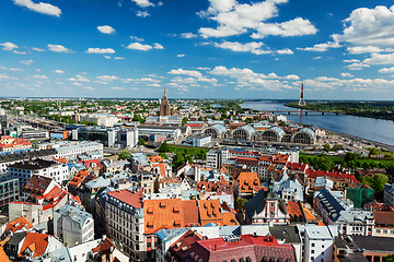 Image showing Aerial view of Riga from St. Peter\'s Church, Riga, Latvia