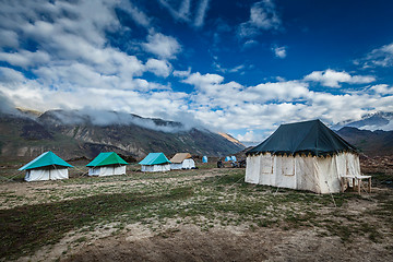 Image showing Tent camp in Himalayas