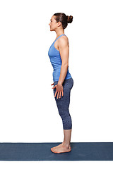 Image showing Woman doing Hatha Yoga asana Tadasana 