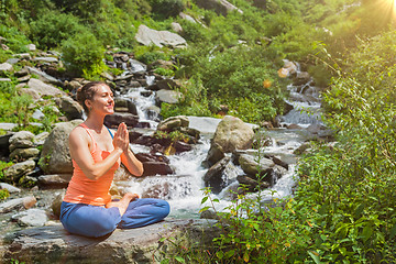 Image showing Woman in Padmasana outdoors