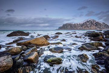 Image showing Rocky coast of fjord in Norway