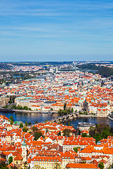 Image showing View of Charles Bridge over Vltava river and Old city from Petri