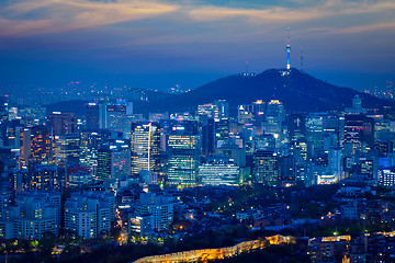 Image showing Seoul skyline in the night, South Korea.