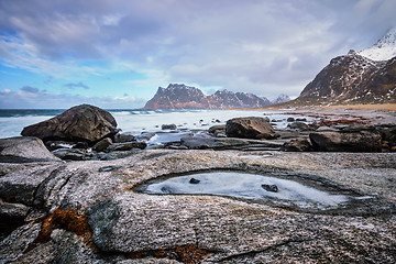 Image showing Beach of fjord in Norway