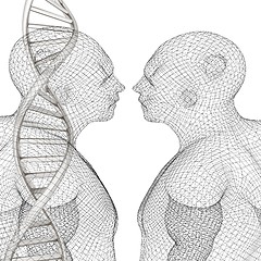 Image showing 3D medical background with DNA strands and human. 3d render