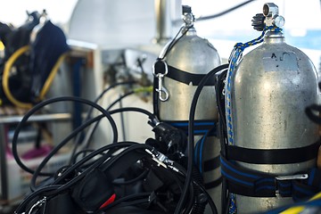 Image showing Diving Cylinders on the boat