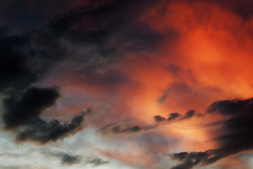 Image showing Dramatic sky with dark red clouds