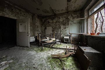 Image showing Deserted Hospital room in Pripyat, Chernobyl Excusion Zone 2019