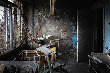 Image showing Deserted Hospital room in Pripyat, Chernobyl Excusion Zone 2019