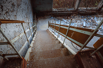 Image showing Abandoned staircase angle shot