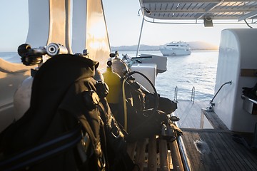 Image showing Diving jackets on the boat