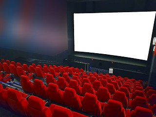 Image showing Cinema hall with red seats