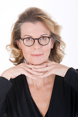 Image showing Portrait of an older woman with glasses