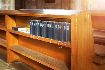 Image showing some song books in a church in Nuremberg Bavaria Germany