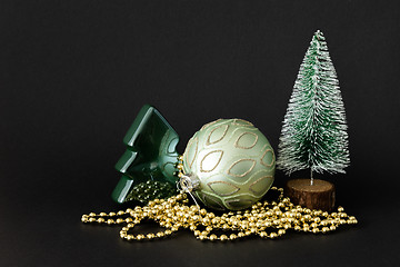 Image showing Christmas decoration glass ball with fir trees