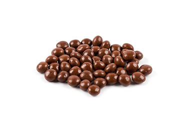 Image showing Brown chocolate candies group isolated on white background.