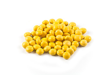 Image showing Yellow candies group isolated on white background. 