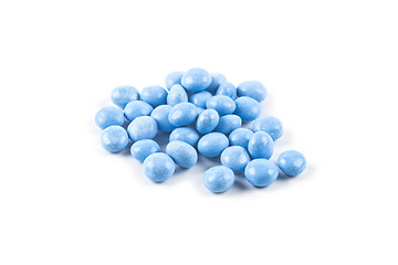 Image showing Blue chocolate candies group isolated on white background. 