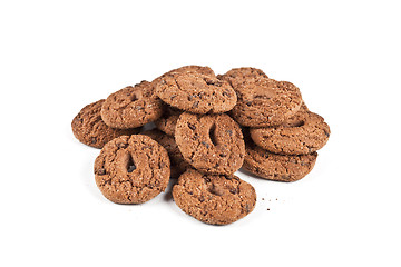 Image showing Double chocolate chip cookies heap.