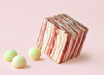 Image showing cube of prosciutto slices