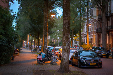 Image showing Night view of Amsterdam street