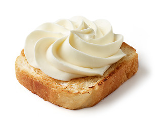 Image showing toasted bread with cream cheese