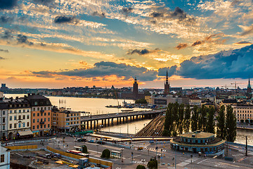 Image showing Scenic summer night panorama of  Stockholm, Sweden