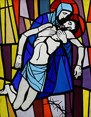 Image showing 13th Stations of the Cross, Jesus' body is removed from the cross