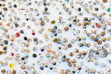 Image showing Collection of jewellery rings on white