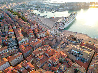 Image showing flight over  the harbor of Ancona Italy