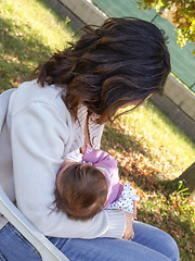 Image showing Woman breastfeeding baby