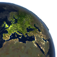 Image showing EMEA region at night on planet Earth