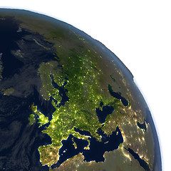 Image showing Europe at night on planet Earth