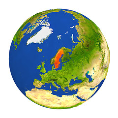 Image showing Sweden highlighted on Earth