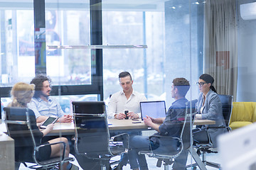 Image showing Startup Business Team At A Meeting at modern office building