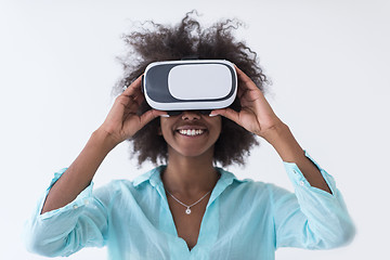 Image showing black girl using VR headset glasses of virtual reality