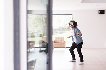 Image showing man using VR-headset glasses of virtual reality