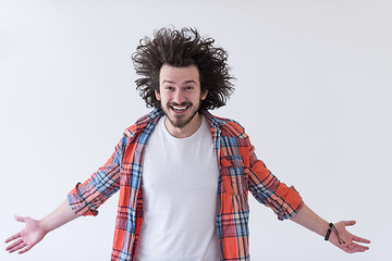 Image showing man standing with open arms isolated on a white