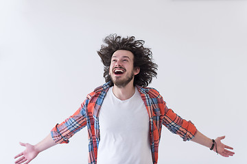 Image showing man standing with open arms isolated on a white