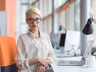 Image showing businesswoman using a laptop in startup office