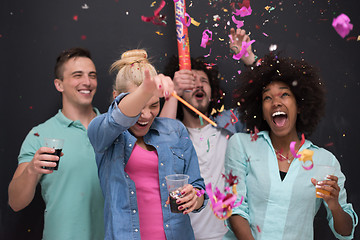 Image showing confetti party multiethnic group of people