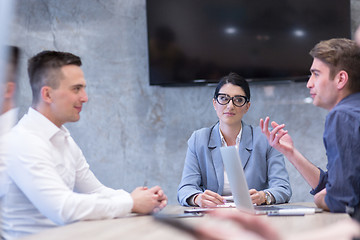 Image showing Startup Business Team At A Meeting at modern office building