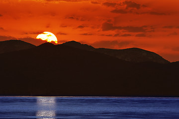 Image showing beautiful sunset in Milos island