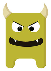 Image showing Angry monster with sharp teeth, vector color illustration.