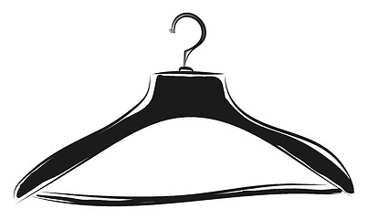 Image showing Black coat hanger sketch illustration color vector on white back