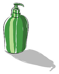 Image showing A green dispenser that pumps out hand soap vector color drawing 