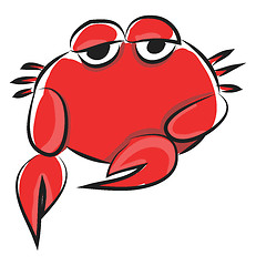 Image showing Sad red cancer  vector illustration on white background