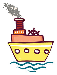 Image showing Yellow triple layered steam ship vector or color illustration