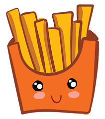 Image showing A box of potato fries vector or color illustration